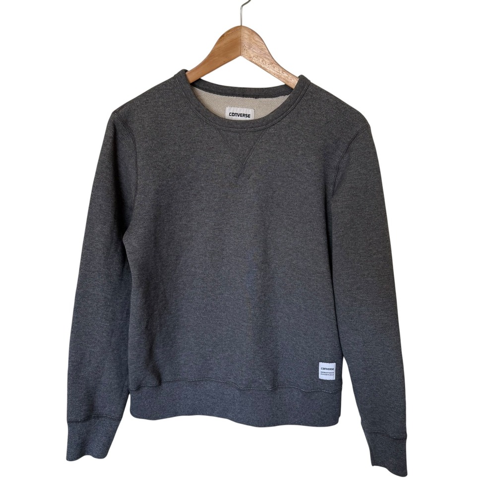Converse Sweatshirt Women Small Gray Excellent Remastered Essentials Crewneck